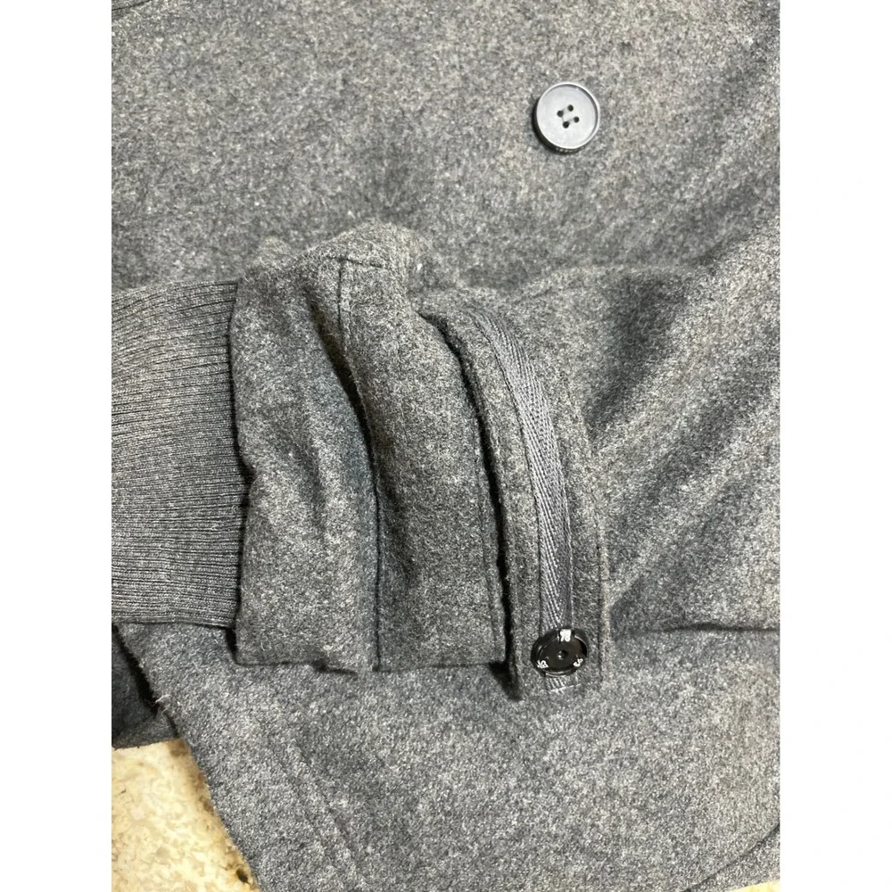 Whispering Smith‎ Gray Lined Double Breasted Heavy Wool Blend Coat Large Read